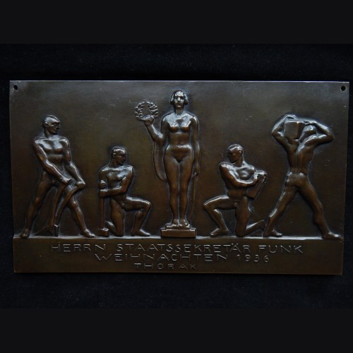 Walther Funk Presentation Cast Bronze Plaque- Josef Thorak