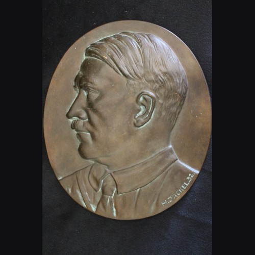 Early Adolf Hitler Bronze Propaganda Plaque ( H. Jackel ) # 3294