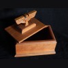 WWII German Prisoner-of-War Made Mahogany Covered Jewelry Box With Carved Spread Wing Eagle # 3328