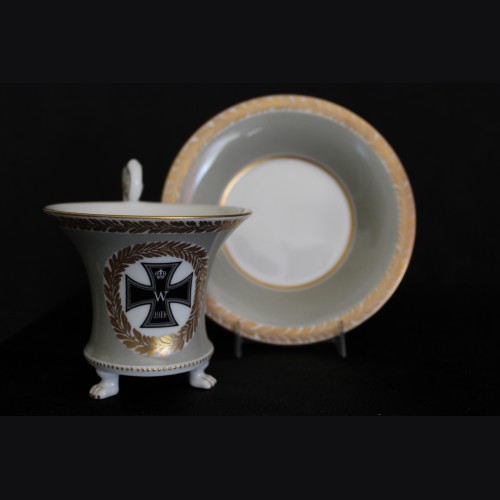 KPM Claw Foot Cup and Saucer- Iron Cross