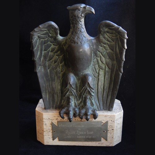 Fascist Italian 1942 Bronze Eagle Trophy Presented to Zurich Roller Club for Hockey Match