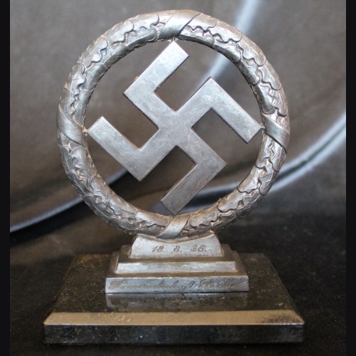 Third Reich Desk Piece- Bronzed Swastika w/Presentation # 3529