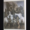 Original Albert Reich Artwork- Marching SA/SS Fahnentrager
