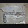 Framed Russian Front Painting 1941 ( Ludwig Gruber ) # 1051