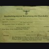 Third Reich Pistol Permit, Railroad Pass, Etc.  # 1398