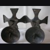 Pair Wrought Iron Candle Holders- Iron Cross W/ Flame Motif # 997