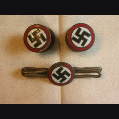 N.S.D.A.P Three Piece Sympathizer Popper Cufflinks and Tie Bar # 2059