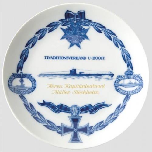 Meissen presentation plate KapitÃ¤nleutnant GÃ¼nther Reinhold MÃ¼ller-StÃ¶ckheim  # 627